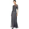 image:imageAdrianna Papell Womens Beaded Illusion Dress  Long Sequin Evening Dress with Fitted Bodice amp Tulle Skirt OverlayNavy
