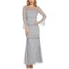image:imageAdrianna Papell Womens Beaded Mesh Covered GownSilver Mist
