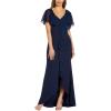 image:imageAdrianna Papell Womens Chiffon and Crepe Cascade Mermaid GownBlue