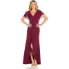 image:imageAdrianna Papell Womens Chiffon and Crepe Cascade Mermaid GownBright Burgundy
