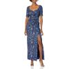 image:imageAdrianna Papell Womens Draped Metallic Jacquard GownDeep Ocean