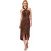 image:imageAdrianna Papell Womens Halter Crinkle Metallic DressCopper