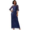 image:imageAdrianna Papell Womens Long 3D Floral Sequin GownLight Navy