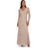 image:imageAdrianna Papell Womens Long Sleeve Bead Long DressMarble