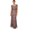 image:imageAdrianna Papell Womens Metallic Embroidered GownNight Shade