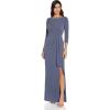 image:imageAdrianna Papell Womens Metallic Knit Covered GownSteel Blue