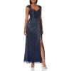 image:imageAdrianna Papell Womens Metallic Pleat BallgownNavy Night