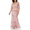 image:imageAdrianna Papell Womens Printed Beaded Mesh Long GownBlush Multi
