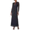 image:imageAidan Mattox Womens Long Sleeve Beaded Long DressTwilightBlack
