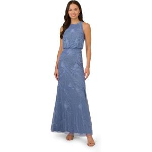 image:imageAdrianna Papell Bead Blouson Long Dress Coral CoastFrench Blue