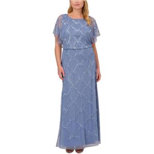 image:imageAdrianna Papell Womens Beaded Blouson GownFrench Blue
