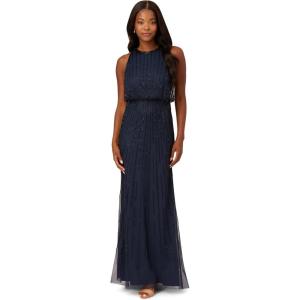 image:imageAdrianna Papell Womens Beaded Blouson GownNavy Black