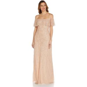image:imageAdrianna Papell Womens Beaded Flounce Top GownBlush