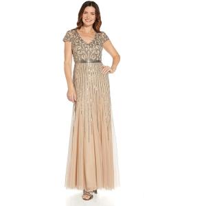 image:imageAdrianna Papell Womens Beaded Godet GownNude