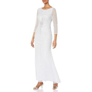 image:imageAdrianna Papell Womens Beaded Gown with SleevesCloud