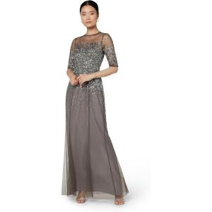 image:imageAdrianna Papell Womens Beaded Illusion Dress  Long Sequin Evening Dress with Fitted Bodice amp Tulle Skirt OverlayLead