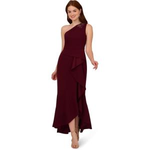 image:imageAdrianna Papell Womens Beaded Knit Crepe GownBlackened Red