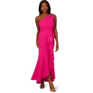 image:imageAdrianna Papell Womens Beaded Knit Crepe GownFuchsia