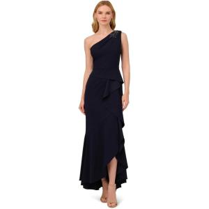 image:imageAdrianna Papell Womens Beaded Knit Crepe GownMidnight