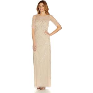 image:imageAdrianna Papell Womens Beaded Long Column GownBiscotti