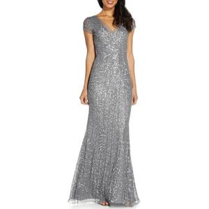 image:imageAdrianna Papell Womens Beaded Mermaid GownSpecial Occasion DressGrey