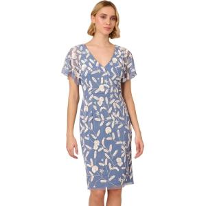 image:imageAdrianna Papell Womens Beaded Mesh DressFrench BlueIvory