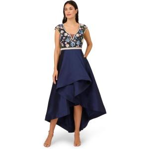 image:imageAdrianna Papell Womens Beaded Taffeta Long DressLight Navy