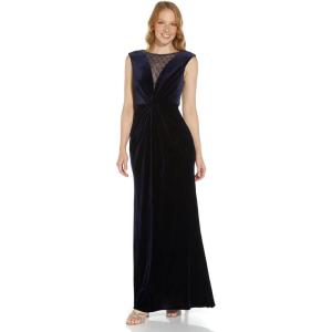 image:imageAdrianna Papell Womens Beaded Velvet Mermaid GownSpecial Occasion DressMidnight