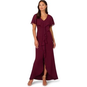 image:imageAdrianna Papell Womens Crepe and Chiffon GownCabernet