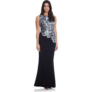 image:imageAdrianna Papell Womens Embroidered Crepe GownSilverBlue Multi