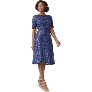 image:imageAdrianna Papell Womens Floral Embroidery GownSpecial Occasion DressNavy