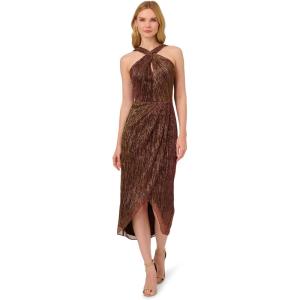 image:imageAdrianna Papell Womens Halter Crinkle Metallic DressCopper