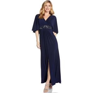image:imageAdrianna Papell Womens Jersey Bead Cape GownMidnight