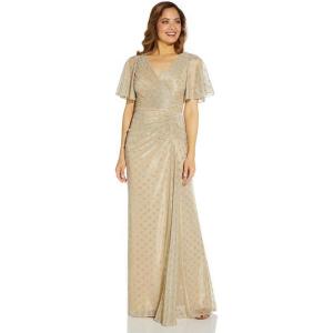 image:imageAdrianna Papell Womens Metallic Foil GownChampagne Gold