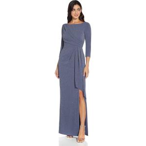 image:imageAdrianna Papell Womens Metallic Knit Covered GownSteel Blue
