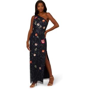 image:imageAdrianna Papell Womens One Shoulder Bead DressNavy Multi