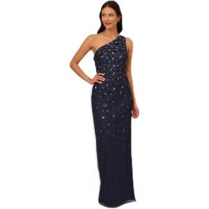 image:imageAdrianna Papell Womens One Shoulder Beaded DressDusty Navy