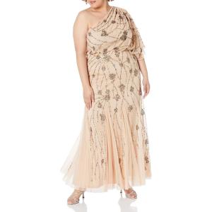 image:imageAdrianna Papell Womens One Shoulder Beaded DressNude