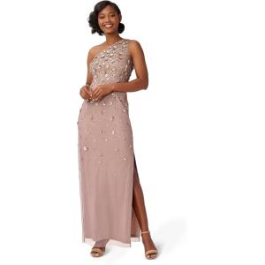 image:imageAdrianna Papell Womens One Shoulder Beaded DressStone