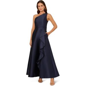 image:imageAdrianna Papell Womens One Shoulder Mikado GownMidnight