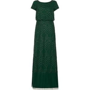 image:imageAdrianna Papell Womens Short Sleeve Blouson Beaded GownDusty Emerald