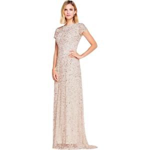 image:imageAdrianna Papell Womens ShortSleeve All Over Sequin GownBlush