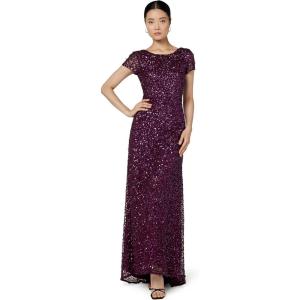 image:imageAdrianna Papell Womens ShortSleeve All Over Sequin GownCabernet