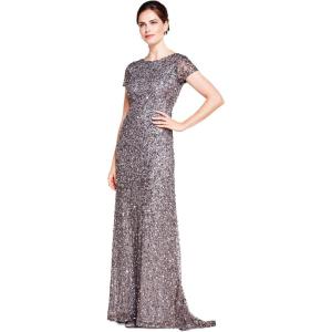 image:imageAdrianna Papell Womens ShortSleeve All Over Sequin GownLead