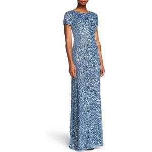 image:imageAdrianna Papell Womens ShortSleeve All Over Sequin GownNile