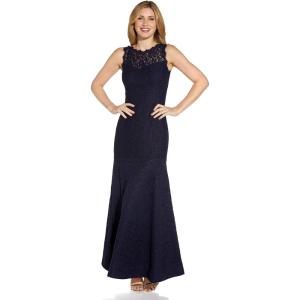 image:imageAdrianna Papell Womens Sleeveless Lace Trumpet GownNavy