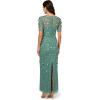 image:imageAdrianna Papell Womens Beaded Long 3D Floral DressGreen Slate