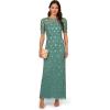 image:imageAdrianna Papell Womens Beaded Long 3D Floral DressGreen Slate