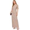 image:imageAdrianna Papell Womens Beaded Long 3D Floral DressMarble