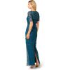image:imageAdrianna Papell Womens Beaded Long 3D Floral DressTeal Sapphire